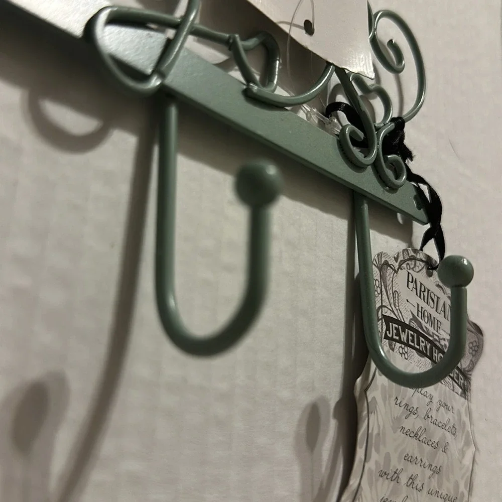 Parisian Home Pretty Things Metal Jewelry Holder Sage Green Wall Mount New